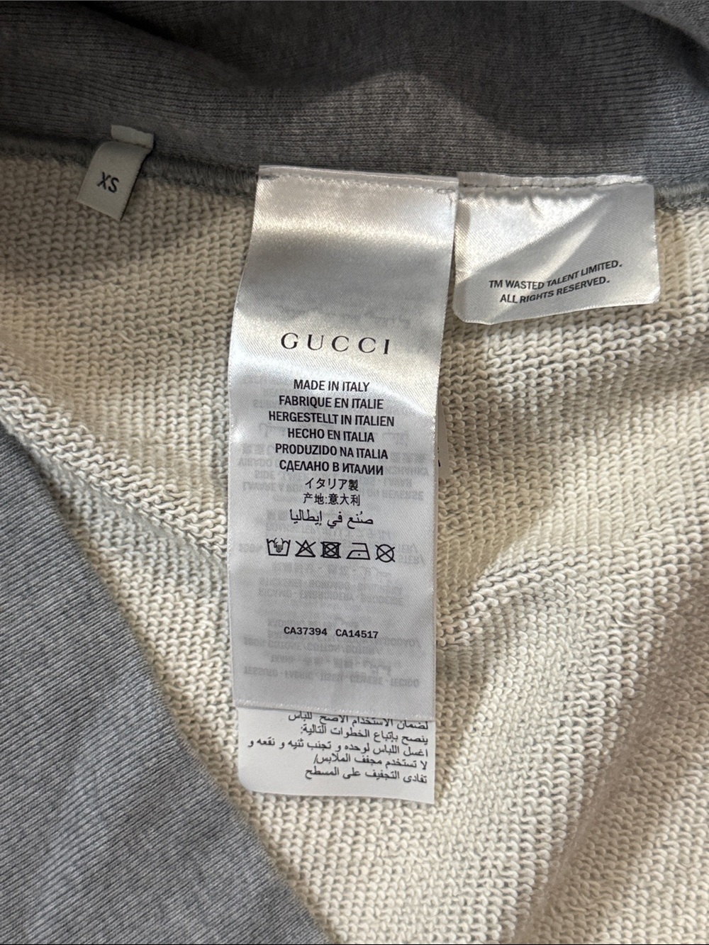 Gucci x Coco Capitán “The Face” Hoodie Gray Size XS Oversized Made in Italy - Picture 4 of 13